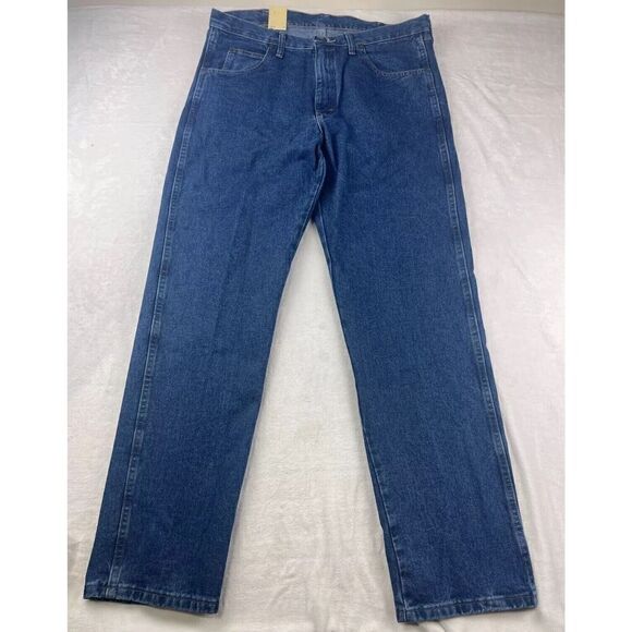 NWT Wrangler Straight Jeans Women's Size 36x34 Blue Denim Cotton Relaxed Fit - Picture 2 of 11